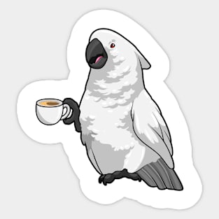 Parrot with Cup of Coffee Sticker